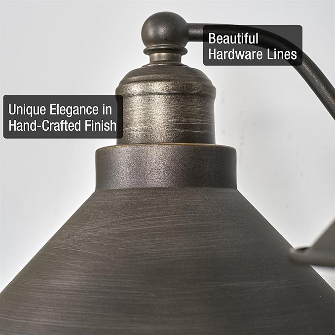 Kira Home Welton 19" 2-Light Modern Farmhouse Vanity Light with Dual Funnel Shades, Industrial Dark Bronze Wall Sconce Bathroom Light, Brushed Dark Bronze Finish