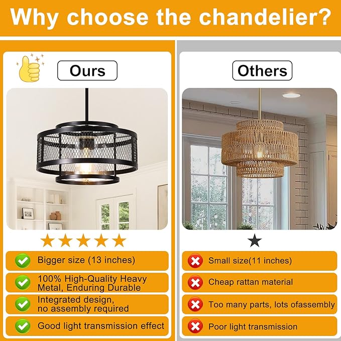 13" Modern Pendant Lights Kitchen Island, Black Pendant Light Fixtures Farmhouse Kitchen Island Lighting, Industrial Hanging Pendant Lights Fixture for Kitchen Island Dining Room Hallway Entryway