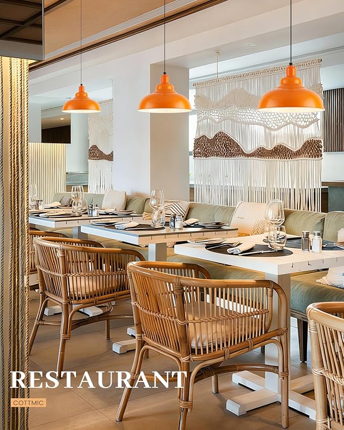 Orange Pendant Light 3 Pack, Farmhouse Pendant Lights Kitchen Island, 11.4’’ Industrial Metal Pendant Light Fixtures, Pendant Lighting for Dining Room Hallway Bar, Adjustable Height