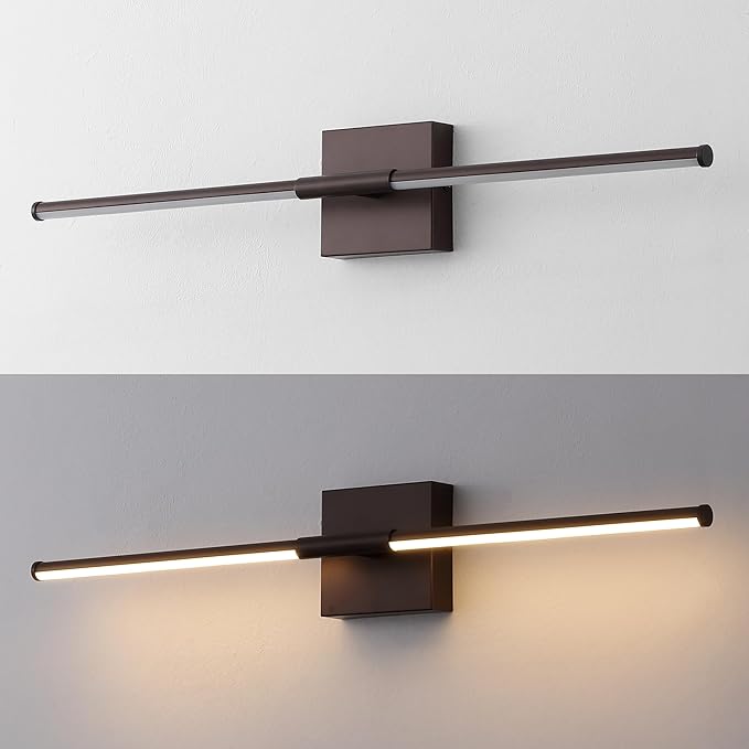 JONATHAN Y 28" Oil Rubbed Bronze Modern Dimmable Integrated LED Wall Sconce, Metal Vanity Light for Bathroom Mirror Bedroom Hallway, Sleek Hardwired Wall Lamp Fixture, 3000K (JYL7022D)
