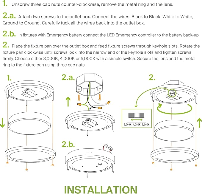 ASD LED 18" Round Flush Mount Lighting, Close to Ceiling Light Fixture | 3CCT, Dimmable, Energy Star, ETL Listed | 28W 2744LM 3000-5000K 100-277V | Low Profile Double Ring Lamp | Nickel, 4 Pack
