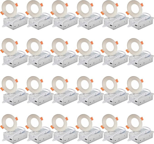 DLLT LED Recessed Ceiling Light: 24 Pack 3 Inch Brushed Nickel Recessed Lighting