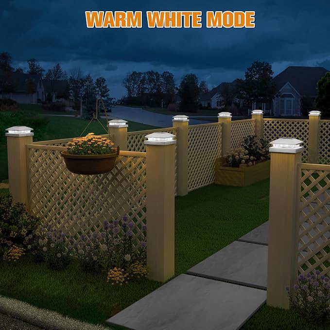 APONUO Solar Post Cap Lights for 4x4 5x5 Posts - IP64 Waterproof, 6500K LED, No-Wire Fence Lights & Deck Lights for Patio Garden Yard Patio, White-Cool White, 16 Pack