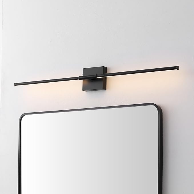 JONATHAN Y 32" Black Modern Dimmable Integrated LED Wall Sconce, Minimalist Adjustable Metal Vanity Light for Bathroom Mirror, Bedroom, Hallway, 3000K, ETL Listed (JYL7040C)