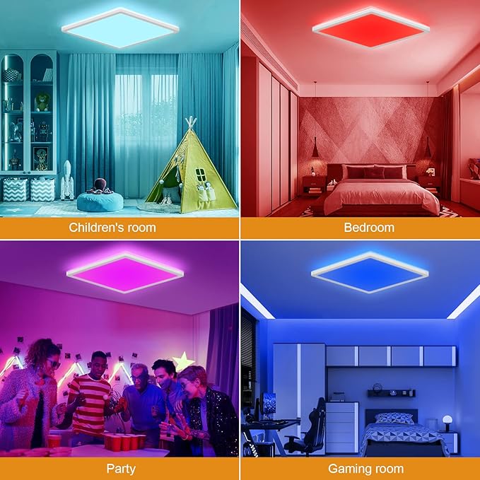 LEZOE RGB LED Ceiling Light Dimmable with Remote Control, 18W 1800lm Color Changing Light Flush Mount Fixture, 8.6 Inch 3000K-6500K Ceiling Lamp for Bedroom Kitchen Hallway Party Living Room