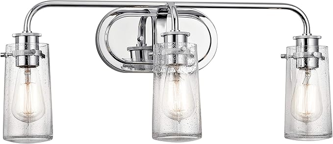 KICHLER Braelyn 24" 3 Light Vanity Light with Clear Seeded Glass Chrome