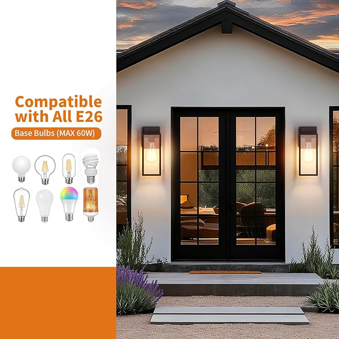 15'' Black Outdoor Front Porch Lights for Outside, Large Exterior Lighting Fixtures Wall Mount for House, Wall Sconce Lamp, Waterproof Lantern Coach Lights for Garage, Entryway,Yard