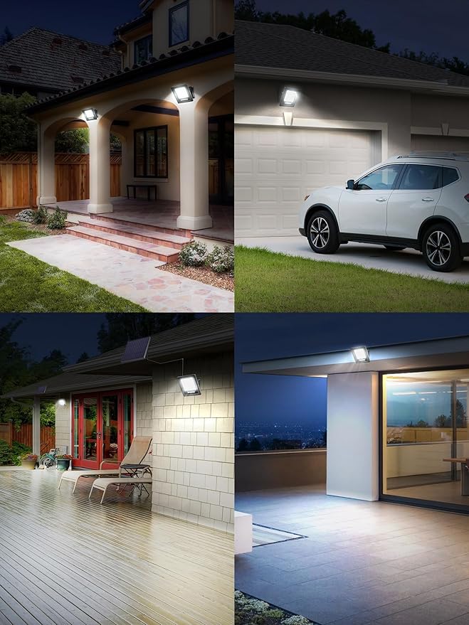 Lightonight Solar Lights Outdoor 1 Pack, 6500K Cool White | Waterproof Solar Flood Lights, Waterproof Dusk to Dawn Solar Powered Security Spot Lights for Porch Patio Yard Garage