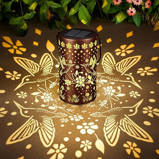 Hummingbird Solar Lanterns Outdoor Waterproof: Mothers Day Gifts for Women Mom Grandma - Decorative Hanging Metal Lanterns for Patio Yard Pathway - Solar LED Garden Lights for Outdoor Decor - 1 Pack