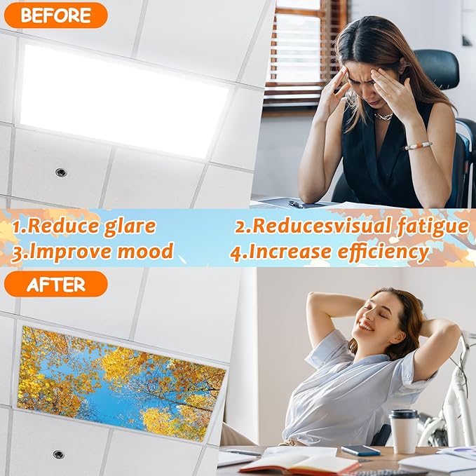 8 Pcs Fluorescent Light Covers with 80 Magnets Decorative for Classroom Ceiling Lights 4 x 2 Feet Magnetic Light Cover Filter Easy Install for Office Hospitals Drop Home Ceiling Supplies (FALL)