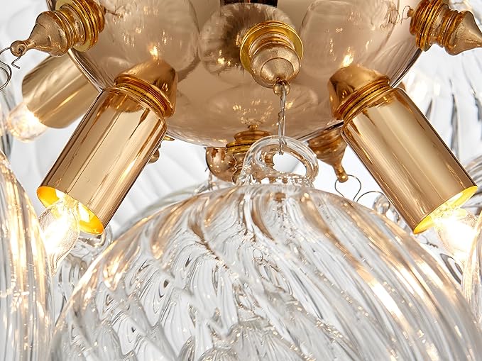 Shrine Lighting Gold Bubble Glass Ceiling Light, Flush Mount Ceiling Light for Living Room, D18'' x H9'', G9*4 Sockets, Globe Glass Shade & Gold Finish Frame