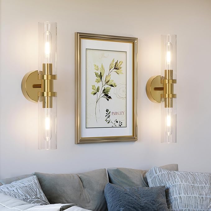 Battery Operated Wall Sconces Set of 2, Rechargeable Wireless Wall Lights Remote Control, 10000mAh Not Hardwired Timer Dimmable Wall Lamps for Living Room Bedroom Entryway Entryway Gold 16.5 Inch