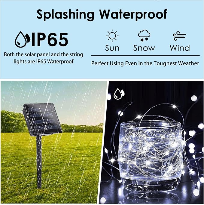 Solar String Lights for Outside, 3 Pack Total 120FT 300 LED Solar Garden Twinkle Light Outdoor, Waterproof with 8 Lighting Modes Fairy Lights for Patio Party Wedding Decorations (Cool White)