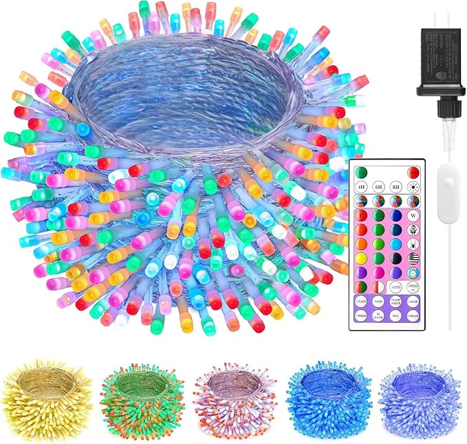 Minetom Christmas Lights Color Changing - 22 Colors 198FT 600 LED Fairy String Lights with Remote,Twinkle Fairy Lights Indoor with 12 Lighting Modes, Pastel Easter Lights for Bedroom