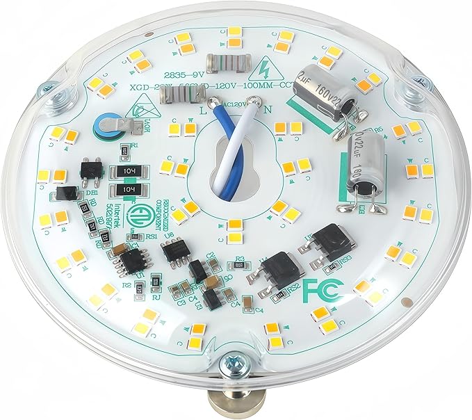 4'' 20W LED Ceiling Fan Light Retrofit Kit, Ceiling Light Replacement, LED Flush Mount Ceiling Light, 2400LM, 3CCT 3000K 4500K 5000K,120V, ETL Listed Dimmable CRI90 (3CCT)