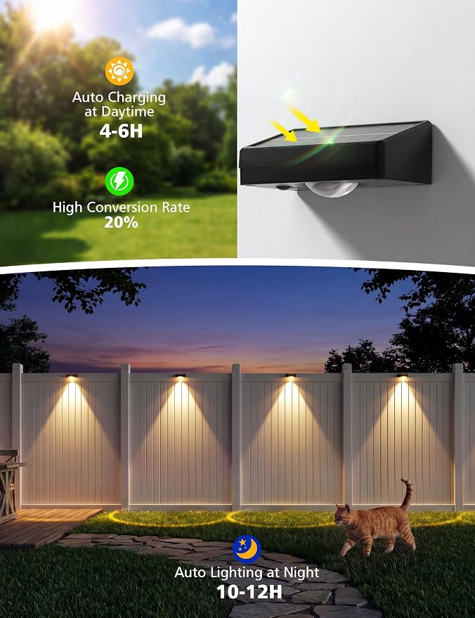 VOLISUN Solar Fence Lights with Remote Control, Fence Lights Solar Powered, IP65 Waterproof LED, RGB Color Changing Solar Light for Fence, Yard, Wall, Backyard (16 Pack,Black)