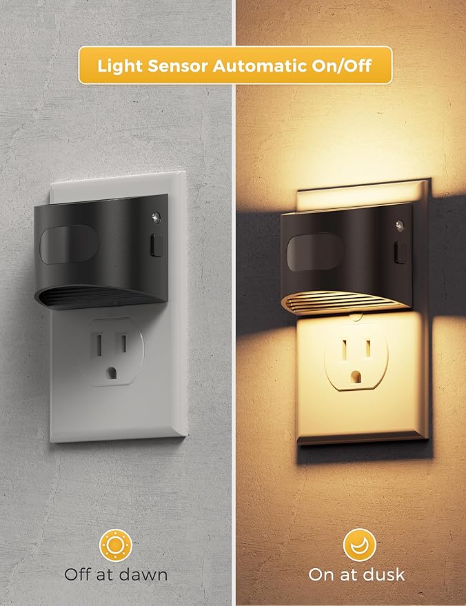 L LOHAS LED Night Light with Motion Sensor & Dusk to Dawn Sensor, Night Lights Plug into Wall with 30-100lm Adjustable Brightness, Motion Activated Night Light, 3000K Soft White, 2 Pack