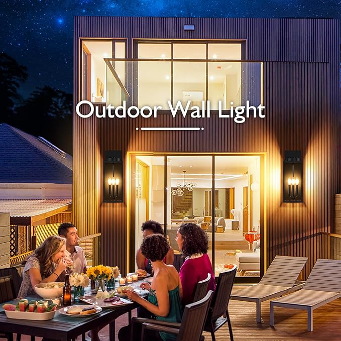 BesLowe 19.6” Large Size Outdoor Wall Light Fixture, 3-Light Exterior Lighting Fixture Porch Sconce Wall Mounted, Waterproof Outdoor Wall Lantern, Outside Light for House Patio Front Door Garage
