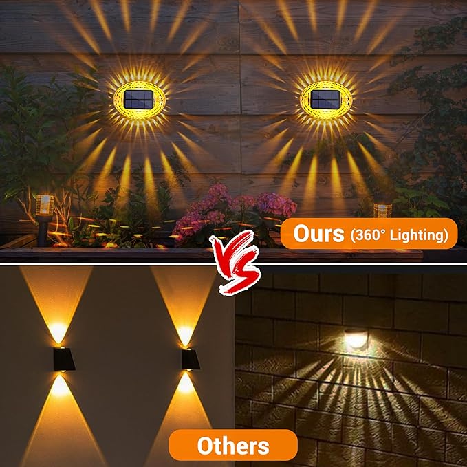LYHOPE Solar Outdoor Lights, 6 Pack Solar Fence Lights IP65 Waterproof, LED Deck Light for Backyard Railing Patio Deck Fence Stair Railing Wall Outdoor Decorations(Warm White)