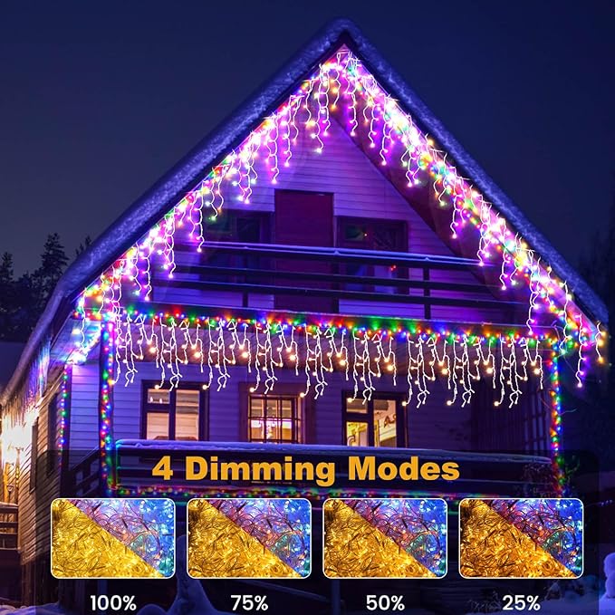 Christmas String Lights Outdoor, App and Remote Control, Warm White to Multicolor 49ft with 640 LEDs Waterproof for Outside Yard Patio Eave Decorations