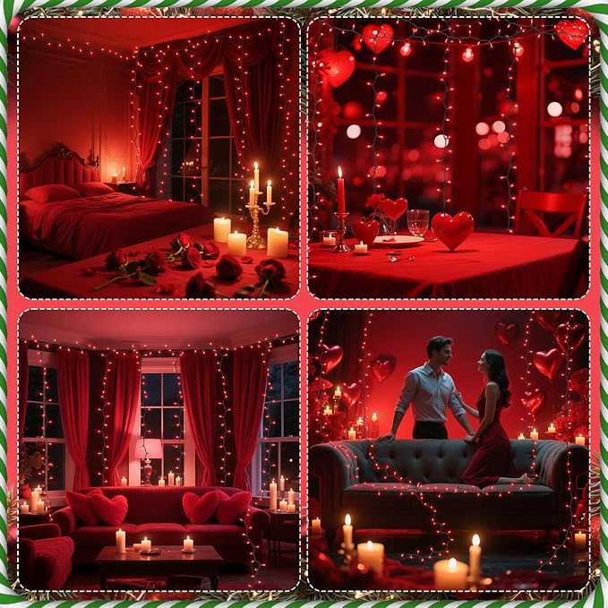 TIGOMOOV 100 Count UL Certified Red String Lights – 21FT Mini Christmas Lights with Green Wires for Indoor/Outdoor Holiday Decor Xmas, Weddings, Parties & Home Decorations