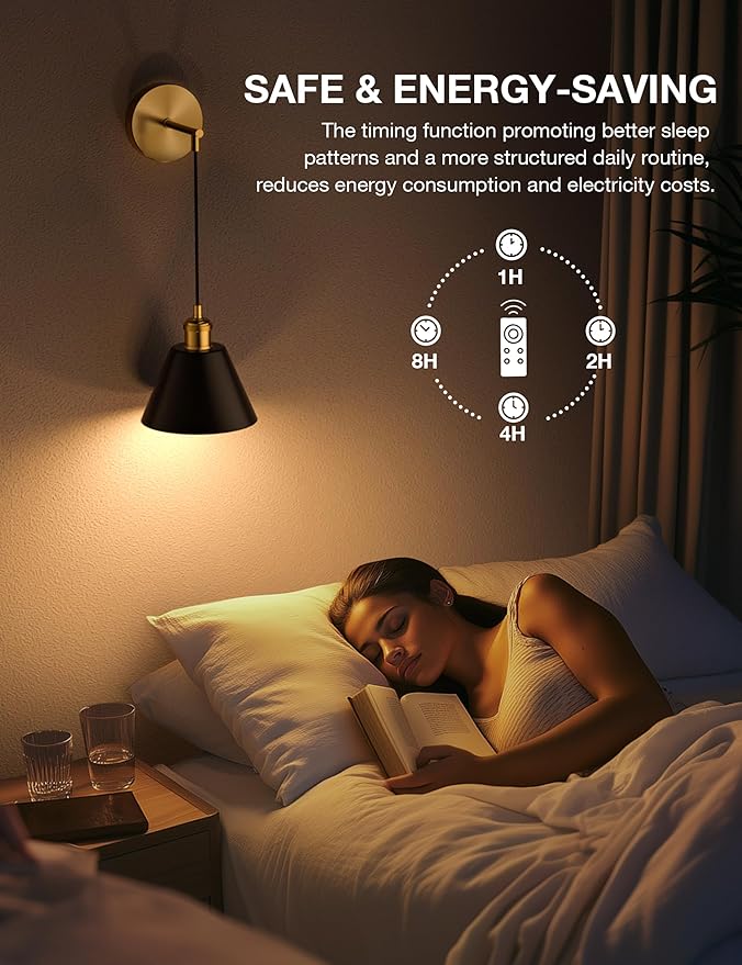NIORSUN Gold & Black Battery Operated Wall Sconce Set of 2, 5200mAh Dimmable Detachable Bulbs and Remote Wireless Rechargeable Wall Lights, 9 Colors Sconces Wall Decor for Bedroom Living Room Hallway
