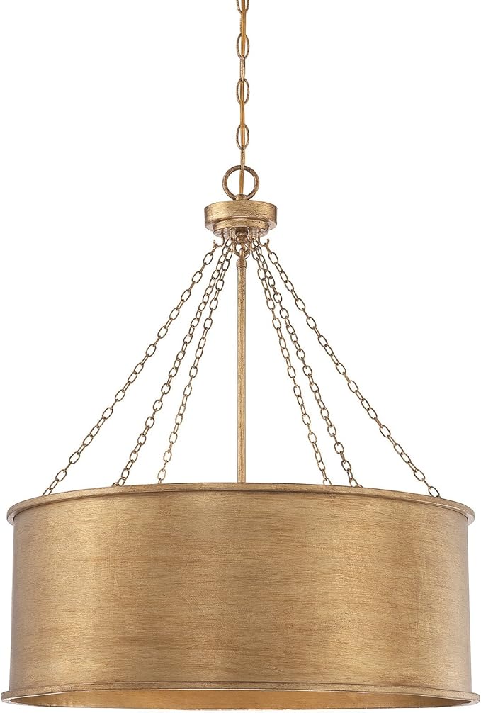 Savoy House 7-488-6-54 Rochester Industrial Metal Drum Pendant, 6-Light 360 Total Watts, 29" H x 25" W, Gold Patina