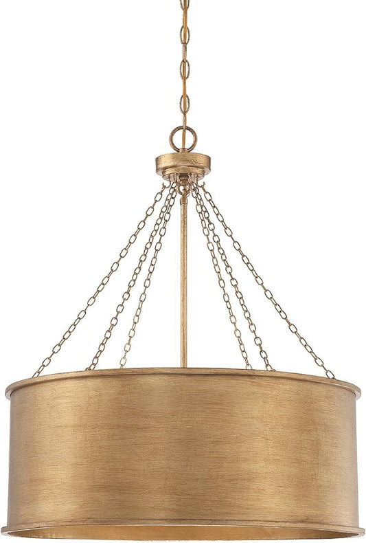 Savoy House 7-488-6-54 Rochester Industrial Metal Drum Pendant, 6-Light 360 Total Watts, 29" H x 25" W, Gold Patina