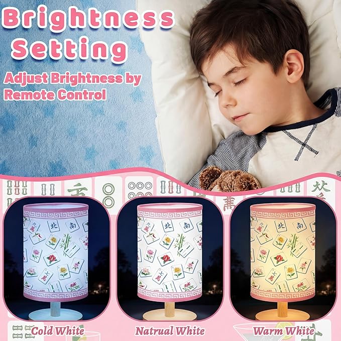 Glooglitter Mahjong Table Lamp 3 Colors Dimmable Lights 9.72 x 5.12 Inch Mahjong Night Light Bedside Bedroom Lamps for Desk Living Room Bedroom Decor Birthday Gifts
