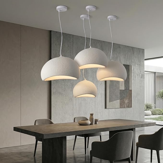 JAYMP 70cm Wabi Sabi Pendant Light for Living Room Hallway Restaurant Modern Hanging Lamp E26 Base Japanese Style Bird Nest Shape Lighting Fixture, 1 Pack (Matte White,B Shape, 70cm/27.6in)