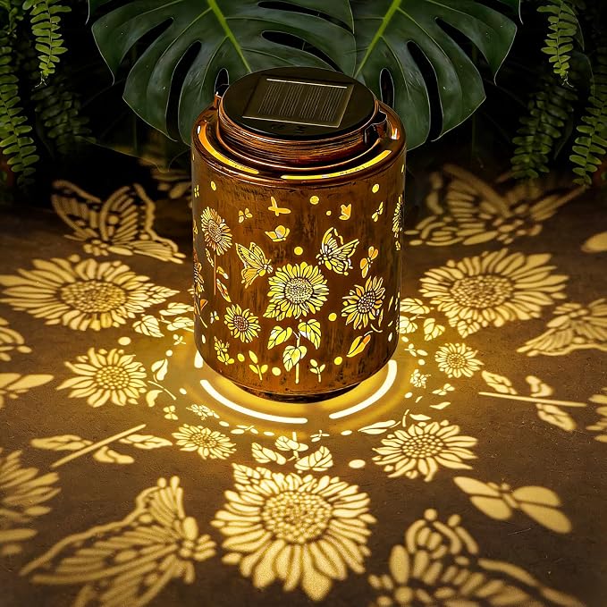 Sunflower Solar Lanterns, Birthday Gifts for Women Mom Grandma, Outdoor Waterproof Hanging Garden Decor for Patio, Yard