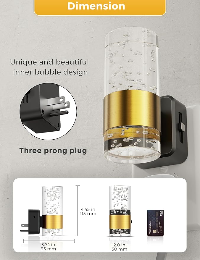 L LOHAS LED Night Lights Plug into wall, Amber Night Light with Adjustable Brightness, Plug in NightLight with Auto Light Sensor, Wall Sconce-Style Design Night Light for Bathroom,Hallway, 2 Pack