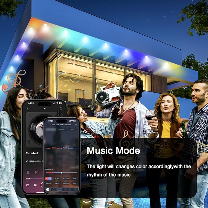 Permanent Outdoor Lights, 200ft Outdoor String Light Smart RGB with 72 Scene Modes, IP67 Waterproof Holiday Lights for Outside, APP and Remote Control Party Holidays