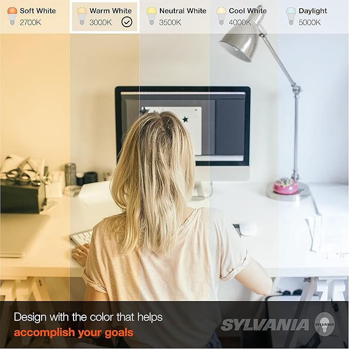 LEDVANCE Sylvania 4” LED Recessed Lighting Downlight with Integrated Trim, 8W=50W, Dimmable, 550 Lumens, White 3000K, Wet Rated/UL/Energy Star - 4 Pack (62027)