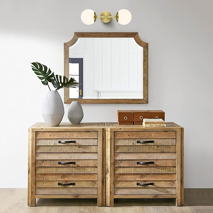 KoKo&Yukina Mid Century Modern Bathroom Lights Gold Vanity Light Fixtures Globe Sconce 2-Light Bathroom Gold Vanity Light Mid Century Glass Globe Wall Lights