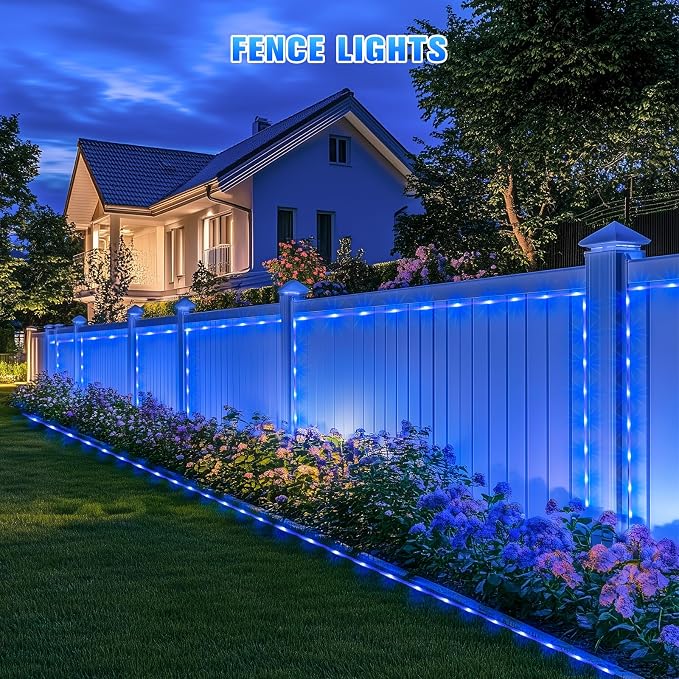 JMEXSUSS 2 * 200 LED Blue Solar Rope Lights, 66ft IP 65 Waterproof Solar String Light Outdoor, 8 Modes Christmas Lights for Camp Trampoline Ladder Slide Tent