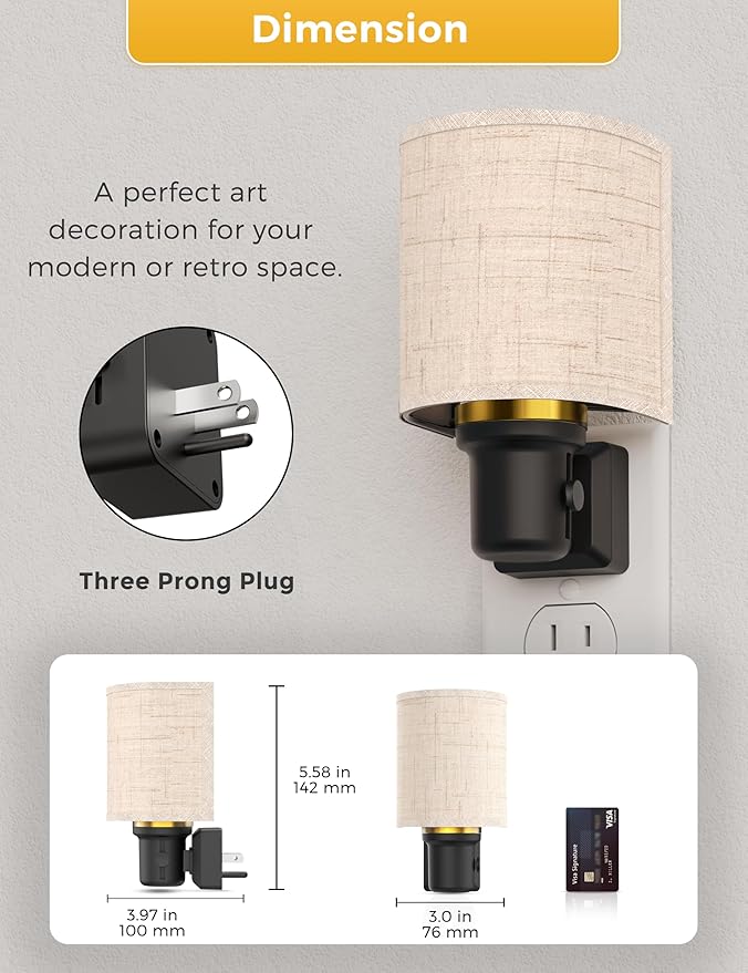L LOHAS LED Night Lights Plug into Wall, Plug in Night Light Dimmable 100LM, Farmhouse Decorative Nightlights Plug in Wall, Light Sensor, Soft Linen Fabric Nightlight Warm for Bedroom Hallway, 2 Pack