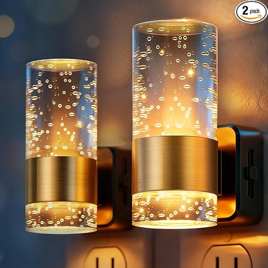 JandCase Night Light, Night Lights Plug into Wall,2 Pack 3000K Dimmable LED Night Light with Adjustable Brightness, Automatic Night Lights Plug in with Auto Light Sensor, for Bathroom Hallway Decor