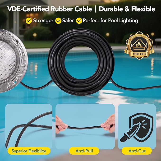 PN04DC Inground Pool/Spa Lighting System RGBW Color Change 6 Inch 50W LED, Remote/APP Control, 120V AC, 100 Feet Cord, UL Listed Transformer Included