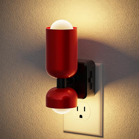 JandCase Night Light, Night Lights Plug Into Wall, 3000K Warm White, 0-100LM Adjustable Brightness, Dusk to Dawn Sensor, Plug in Night Light for Bedroom, Stairway, Bathroom, Hallway
