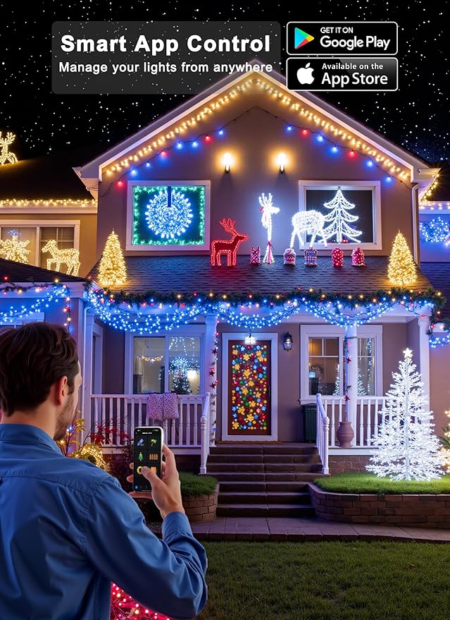 Minetom 82ft 250LED Color Changing Christmas Halloween Tree Lights, LED RGB String Twinkle Lights, 16 Milion Adjustable Colors Smart Fairy Lights with Remote & App & Timer for Xmas Tree Holiday Party