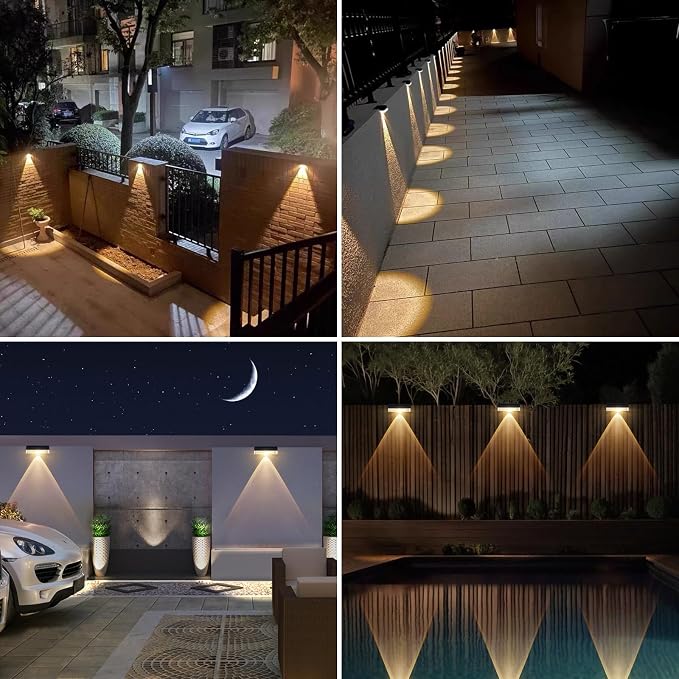 A.bigwhale Solar Fence Lights Outdoor, LED Solar Deck Light Waterproof, 8 Pack Balcony Lights Outside Solar Powered for Outdoor Stairs, Step, Railing, Yard, Patio Decor, Warm White