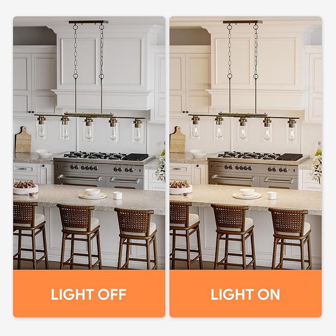 VONLUCE Kitchen Island Lighting, Dining Room Light Fixture Over Table with Glass Shade