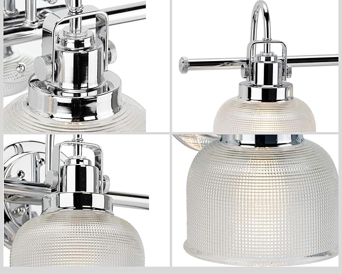 Progress Lighting 2-Light Clear Double Prismatic Glass Coastal Bath Vanity Light, Archie Collection, Indoor, P2991-15, Polished Chrome