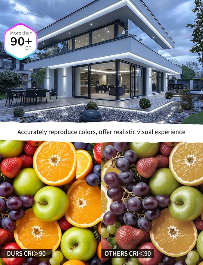 20FT COB LED Strip Lights, Waterproof Outdoor&Indoor Daylight White 6500K Flexible 24V Remote & App Control, Tap Lighting Boat Lights For Finshing Room, Garden, Patio, Kitchen,Bathroom, Swming Pool