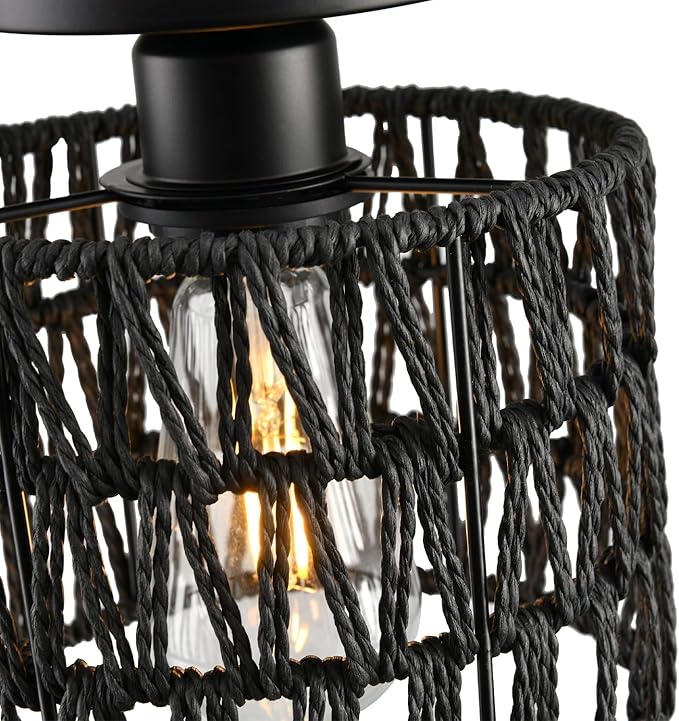 Ceiling Light Fixture,Hand-Woven Rattan Flush Mount Ceiling Light,Farmhouse Light Fixtures Ceiling Mount Boho for Hallway Bedroom Kitchen Entryway Living Room