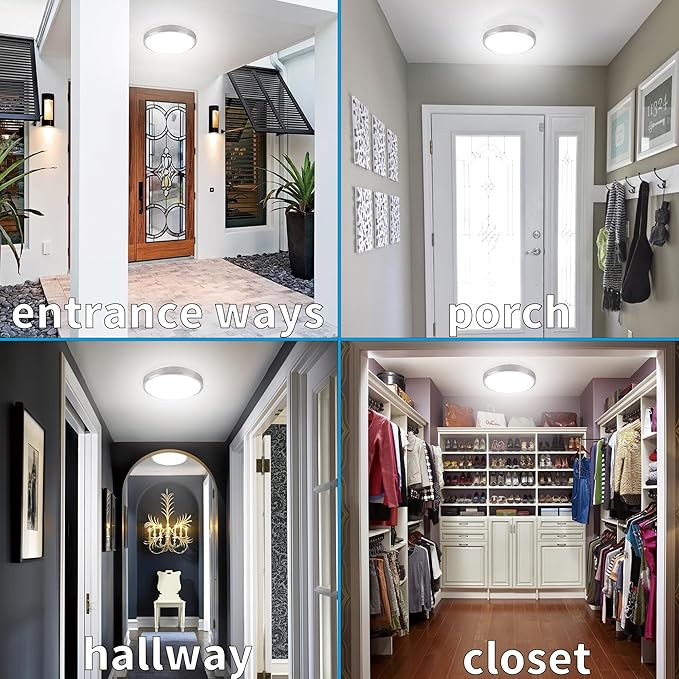 8-Inch LED Ceiling Lights, Round Ceiling Light Fixture,12W 880LM 80W Incandescent Equivalent(AC85V-265V),Natrual White Light for Kitchen Bathroom Dining Room Closet(2-Pack)