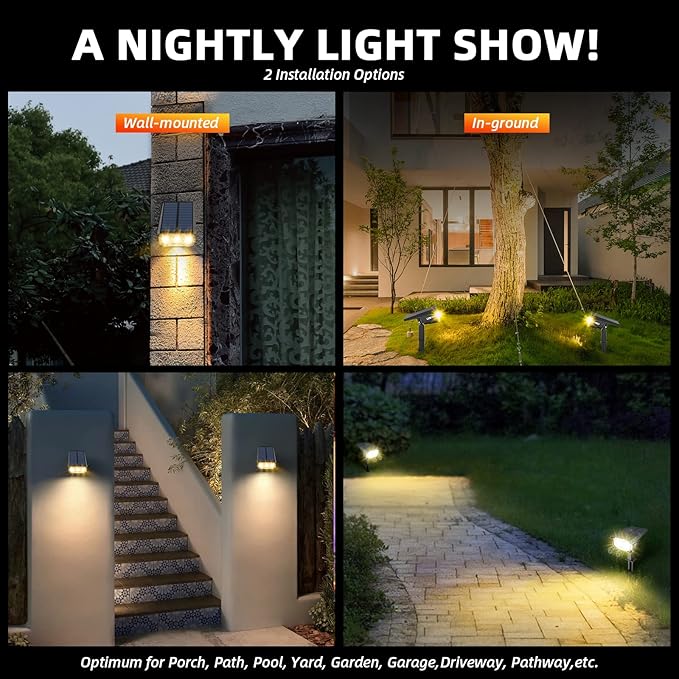 LEREKAM Solar Spot Lights Outdoor Landscape Light, 40 LEDs Solar Landscape Spotlights Outdoor Waterproof Auto On/Off Garden Lights, Outdoor Solar Lights for Yard Palm Tree Driveway Patio Pool