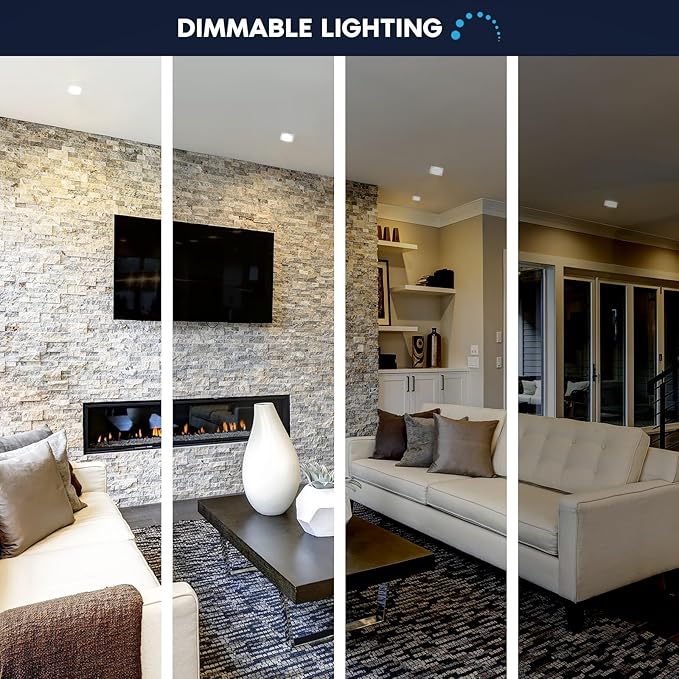 LUXRITE 3-4 Inch Square LED Flush Mount & Recessed Light, 7.5W, 5CCT 2700K-5000K, 650LM, Magnetic Trim, Dimmable Ceiling Can Light, Install to J-Box or 4 Inch Housing, Wet Rated, UL Listed