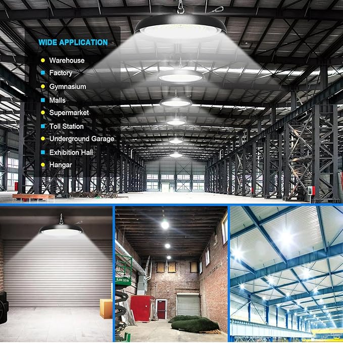 12Pack 300W UFO LED High Bay Light,33000lm 6000K Daylight 3000W Equivalent with 59inch US Plug Cable Garage Lights Commercial Warehouse Bay Light for Garage Factory Lowbay Area Lighting